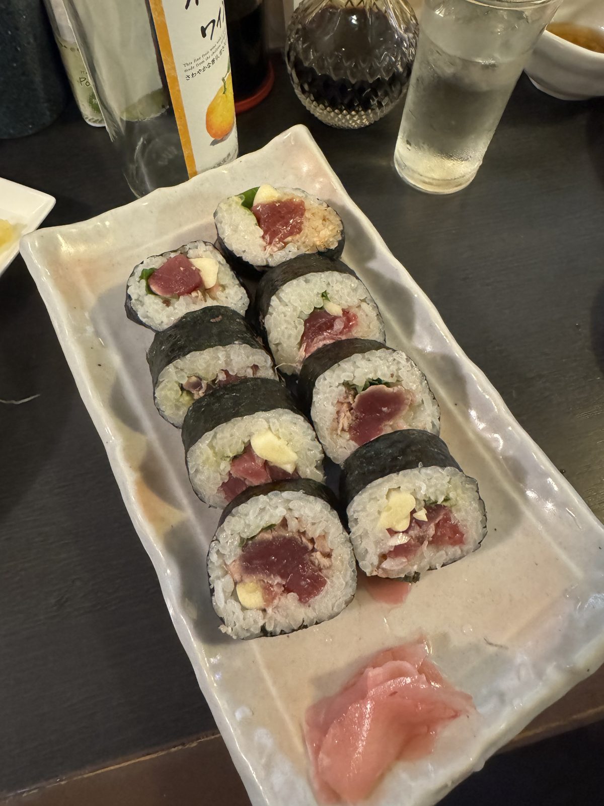 Tuna maki rolls at a local restaurant